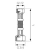Wąż przyłączeniowy elastyczny FERRO z oplotem (stal), GW x GW, 1/2'' x 3/4'', długość 35 mm
