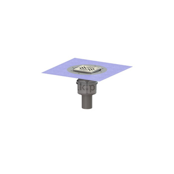 Wpust PRACTICUS DN70, odpł.pion., z nasadką Variofix i kratką/ramą nierdz. 138x138