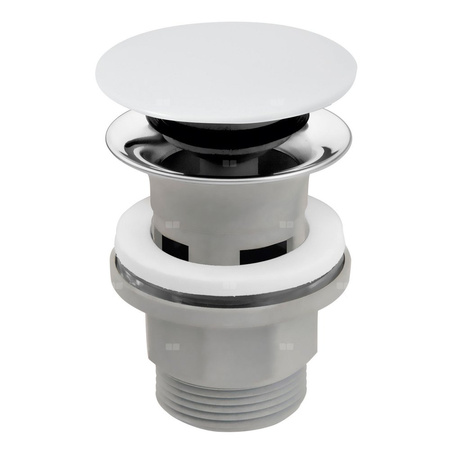 Zawór spustowy do umywalek z przelewem, polipropylen, korek ceramiczny, biały