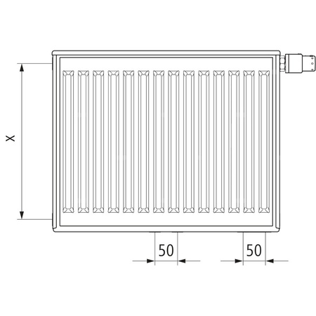 Grzejnik płytowy typ 22 KERMI X2 Profil-Vplus, prawy, z osłonami wym. 300 x 600 mm, kolor biały, moc 575 W
