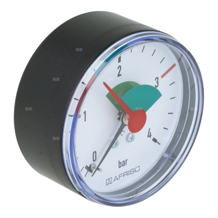 Manometr z rurką Bourdona AFRISO HZ grzewczy 0/4 bar G1/4B aksjalne fi 63 mm, kl. 2.5%