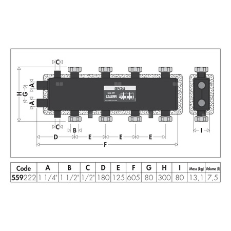 SEPCOLL 2+2 Rozdzielacz ze sprzęgłem hydraulicznym do instalacji grzewczych, 125 mm
