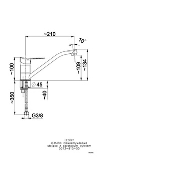 Bateria zlewozmywakowa stojąca KFA Armatura LEONIT, obrot. wylewka, kolor chrom, mosiądz