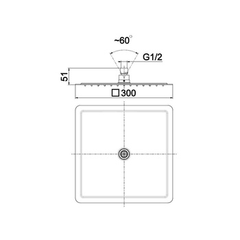 Głowica natryskowa KFA Armatura 300x300, pudełko, kolor chrom kwadratowy