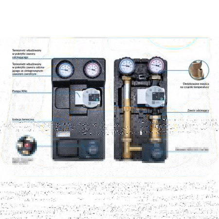 Grupa pompowa AFRISO PrimoTherm 180-2 DN 25 WP 3-WM-SM Vario GZ x GW 1 1/2'' x 1'', z zaworem mieszającym, z izolacją, z pompą obiegową Wilo Para SC 25/6, z siłownikiem arm 343 proclick