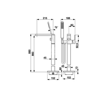 Bateria wannowa stojąca KFA Armatura LOGON, kolor czarny