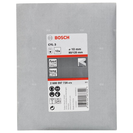 Wiertła do betonu CYL-3 10 x 80 x 120 mm, d 9 mm