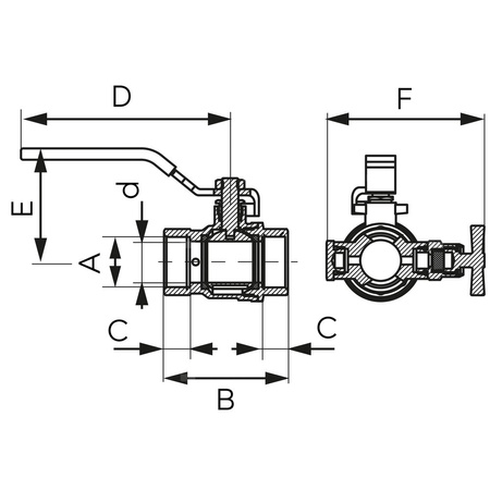 Zawór kulowy FERRO F-POWER 1/2'' GW, uchwyt: dźwignia