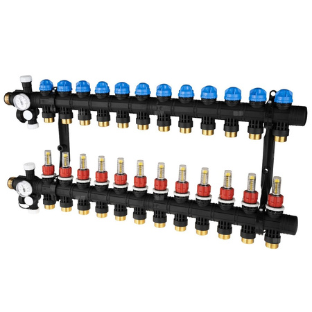 Rozdzielacz do ogrzewania podłogowego AFRISO ProCalida EF1 12-obieg. poliamid GZ 1'' x euroconus 3/4''