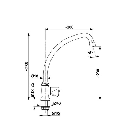 Zawór wypływowy umywalkowy stojący z wyl. L=145 mm