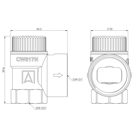 Zawór przelewowy AFRISO MSS mosiądz 6 bar GW 3/4'' x 1''