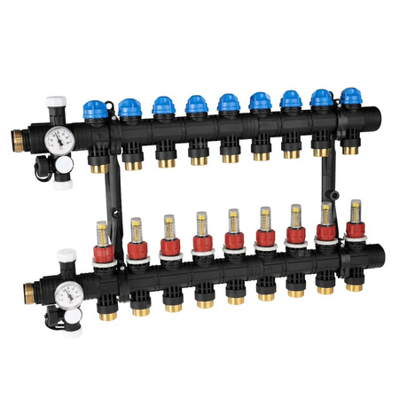 Rozdzielacz do ogrzewania podłogowego AFRISO ProCalida EF1 9-obieg. poliamid GZ 1'' x euroconus 3/4''