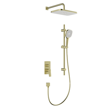 Zestaw natryskowy Malaga, podtynkowy z drążkiem przesuwnym, PVD brushed light gold