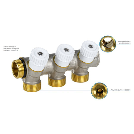 Moduł rozszerzający ADM 103 do rozdzielacza wody użytkowej, 3 punkty poboru, G3/4''