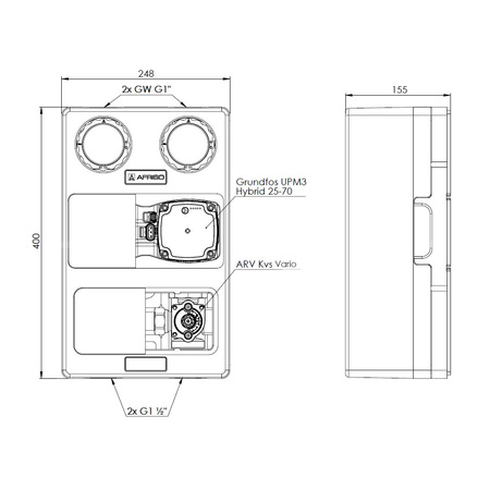 Grupa pompowa PrimoTherm K 180-2 DN25 GP 3-WM, pompa Grundfos UPM3 Hybrid, zawór mieszający ARV Kvs Vario