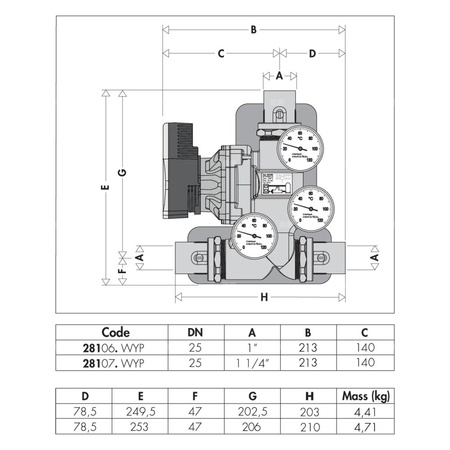 Grupa pompowa do cyrkulacji czynnika grzewczego 11/4" 45 st. WYP