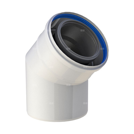 Kolano Concept By JEREMIAS 45' (pp) ZZ x ZW 80 x 125 mm powietrzno-spalinowe, kolor biały