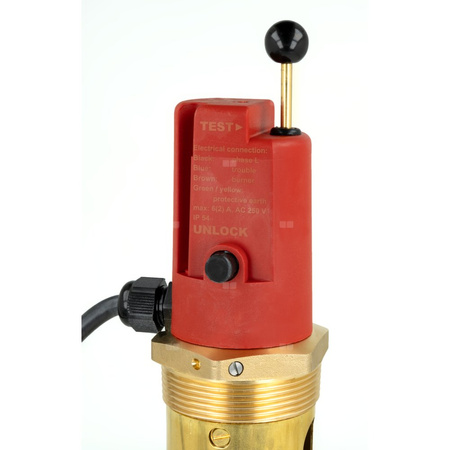 Elektromechaniczny czujnik niskiego poziomu wody w kotle WMS z rurą ochronną wkręcaną w kocioł i blokadą