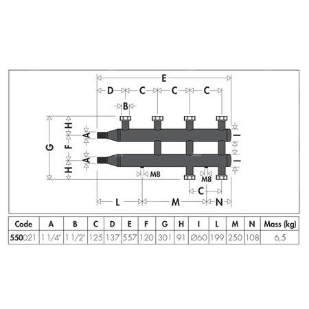 2+1 Rozdzielacz do instalacji grzewczych i chłodniczych