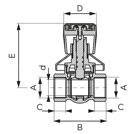 Zawór kulowy FERRO F-POWER 3/4'' GW, uchwyt: pokrętło