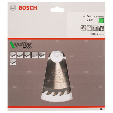 Tarcza pilarska Optiline Wood PIŁA TARCZ.-H OPTI 184X2.6X30Z36