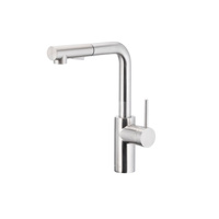 Bateria zlewozmywakowa stojąca KFA Armatura DUERO BASIC, kolor inox, wyciągana wylewka i obrotowa wylewka 2 funkcyjna, obrotowy górny, wys. 301 mm