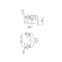 Bateria natryskowa ścienna KFA Armatura ALBIT, kolor chrom