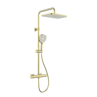 Deszczownia Malaga z baterią termostatyczną, natryskową, ścienną, PVD brushed light gold