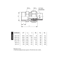 Nypel PERFEXIM 701, mosiądz, 16 x 1/2'' (zw x gz)