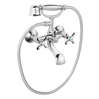 RETRO NEW bateria wannowa ścienna, chrom