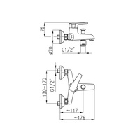 Bateria wannowa ścienna KFA Armatura BERYL, kolor chrom