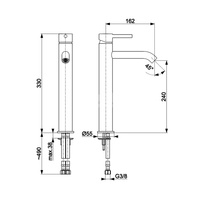 Bateria umywalkowa stojąca nablatowa KFA Armatura MOZA click clack, złoty, montaż blat / otwór na baterię