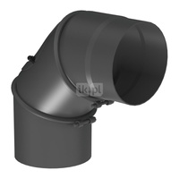 Kolano nastawne 0-90° trzysegmentowe Ø250mm z wyczystką kolor czarny