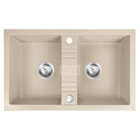 MEZZO II zlewozmywak granitowy 2-komorowy 48/78, piasek