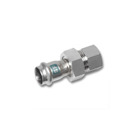 Śrubunek SANHA NiroSan SF trzyczęściowy, stal nierdzewna, 18 mm x 3/4'' (zw x GW)