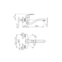 Bateria zlewozmywakowa ścienna KFA Armatura KRZEM, kolor chrom, mosiądz
