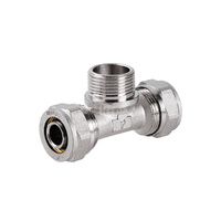 Trójnik PERFEXIM 708 mosiądz niklowany 20 mm x 3/4'' x 20 mm (zz x GZ x zz)