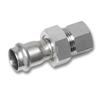 Śrubunek SANHA NiroSan Press z uszczelką trzyczęściowy, stal nierdzewna, 18 mm x 3/4'' (zw x GW)