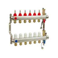 PHA-127/Z 5-obwodowy PN6 Rozdzielacz ze stali nierdzewnej do ogrzewania podłogowego z odpowietrznikiem automatycznym i złączkami 16x1/2"
