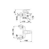 Bateria wannowa ścienna KFA Armatura GERMAN, kolor chrom