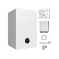 Pakiet - Kocioł gazowy dwufunkcyjny BOSCH TERMOTECHNIKA CONDENS GC5700iWT24/42S kondensacyjny wiszący 30 kW + Czujnik temperatury zewnętrznej + RegulatorCW400 + Zestaw powietrzno-spalinowy szachtowy2581+ Moduł sterowaniaK30RF + Zasobnik c.w.uwbudowany war