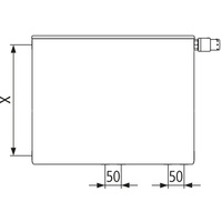 Grzejnik płytowy typ 12 KERMI X2 Plan-Vplus, lewy, z osłoną wym. 605 x 2005 mm, kolor biały, moc 2218 W