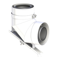 Kolano renowacyjne 90st. fi80/125mm do kominów ceramicznych z regulowaną podporą, z uszczelką