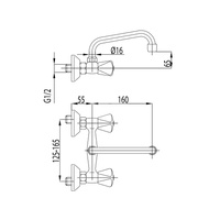 Bateria umywalkowa ścienna KFA Armatura STANDARD, chrom 310, montaż natynkowa