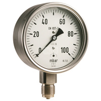 Manometr z rurką Bourdona AFRISO RF chemiczny -1/0 bar G1/2B radialne fi 100 mm, kl. 1,0%