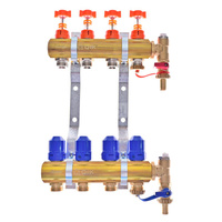 Rozdzielacz do ogrzewania podłogowego QIK Optimo BASIC III - RMSZT-2-50 15-obieg. mosiądz GW 1'' x GZ 3/4'' + przepływomierz