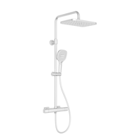 Deszczownia Malaga z baterią termostatyczną, natryskową, ścienną, white