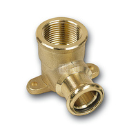 Kolano 90' SANHA PURAPRESS ścienne z łapami, brąz, 22 mm x 1/2'' (zw x GW)