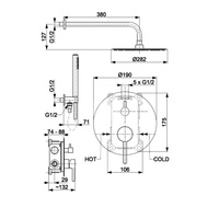 Zestaw natryskowy MOZA podtynkowy z baterią 3 funkcyjną, czarna