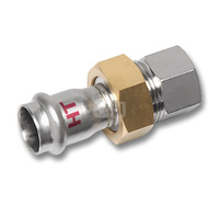 Śrubunek SANHA NiroSan Press Industry z uszczelką i nakrętką z mosiądzu trzyczęściowy, stal nierdzewna, 42 mm x 1 1/2'' (zw x GW)